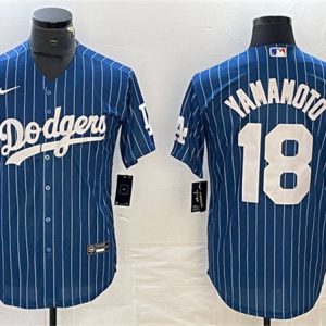 Los Angeles Dodgers #18 Yoshinobu Yamamoto Navy Cool Base With Patch Stitched Jersey