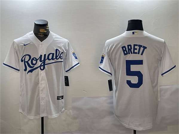 Kansas City Royals #5 George Brett White Cool Base Stitched Jersey