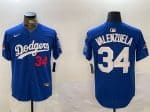Los Angeles Dodgers #34 Toro Valenzuela Royal 2024 World Series Champions With Fernando Memorial Patch Alternate Limited Stitched Jersey