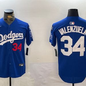 Los Angeles Dodgers #34 Toro Valenzuela Royal 2024 World Series Champions With Fernando Memorial Patch Alternate Limited Stitched Jersey