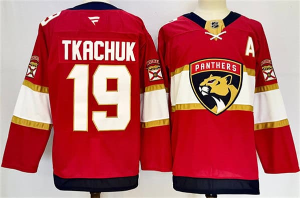 Florida Panthers #19 Matthew Tkachuk Red 2024-25 Home With A Patch Stitched Jersey