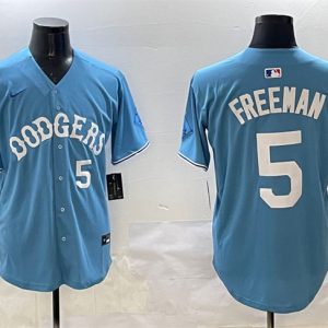 Los Angeles Dodgers #5 Freddie Freeman Light Blue Limited Stitched Jersey