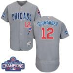 Cubs #12 Kyle Schwarber Grey Flexbase Authentic Collection Road 2016 World Series Champions Stitched Jersey