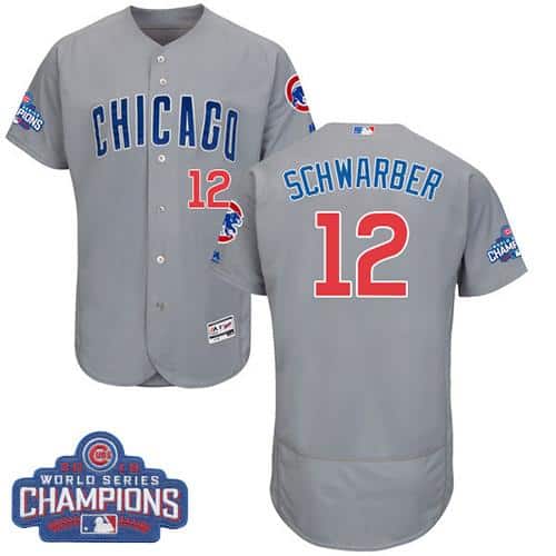 Cubs #12 Kyle Schwarber Grey Flexbase Authentic Collection Road 2016 World Series Champions Stitched Jersey
