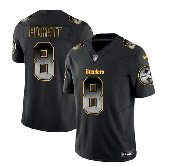 Pittsburgh Steelers #8 Kenny Pickett Black 2023 F.U.S.E. Smoke Vapor Untouchable Limited Stitched Jersey