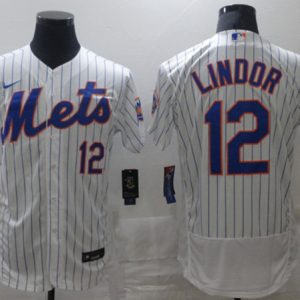 New York Mets #12 Francisco Lindor White Flex Base Stitched Jersey