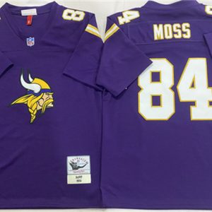Minnesota Vikings #84 Randy Moss Purple Throwback Football Stitched Jersey