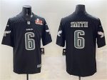 Philadelphia Eagles #6 DeVonta Smith Black 2025 Super Bowl LIX Patch Fashion New Vapor Untouchable Limited Stitched Jersey
