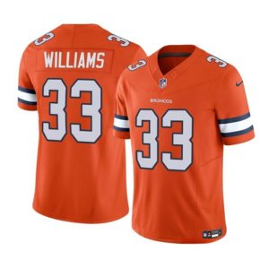Denver Broncos #33 Javonte Williams Orange 2023 F.U.S.E. Vapor Untouchable Stitched Jersey