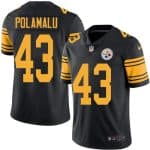 Steelers #43 Troy Polamalu Black Stitched Limited Rush Nike Jersey