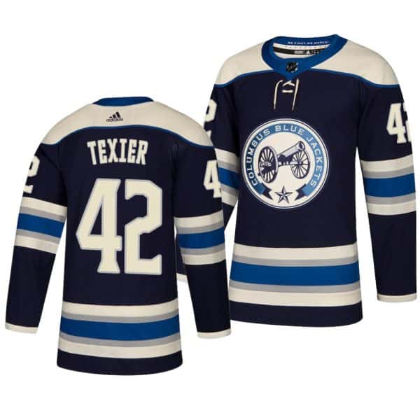 Columbus Blue Jackets #42 Alexandre Texier Navy Blue Stitched Jersey
