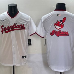 Cleveland Guardians Team Big Logo White Home Limited Stitched Jersey
