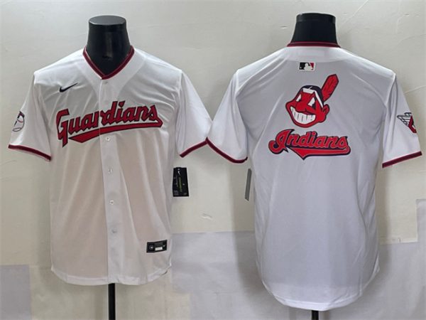 Cleveland Guardians Team Big Logo White Home Limited Stitched Jersey