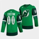 New Jersey Devils Custom Green Warm-Up St Patricks Day Stitched Jersey