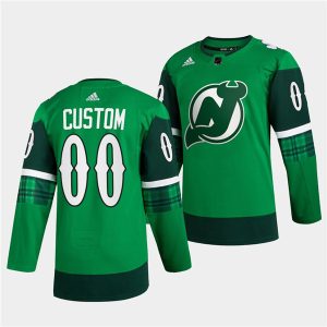 New Jersey Devils Custom Green Warm-Up St Patricks Day Stitched Jersey