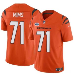 Cincinnati Bengals #71 Amarius Mims Orange 2024 With Dradt Patch F.U.S.E Vapor Untouchable Limited Stitched Jersey