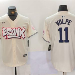 New York Yankees #11 Anthony Volpe Cream Bronx Graffiti V2 Vapor Limited Stitched Jersey