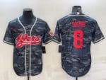 San Francisco 49ers #8 Steve Young Grey Red Camo With Patch Cool Base Stitched Baseball Jersey