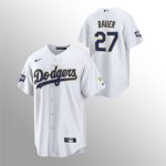 Los Angeles Dodgers #27 Trevor Bauer White Gold Championship Cool Base Stitched Jersey