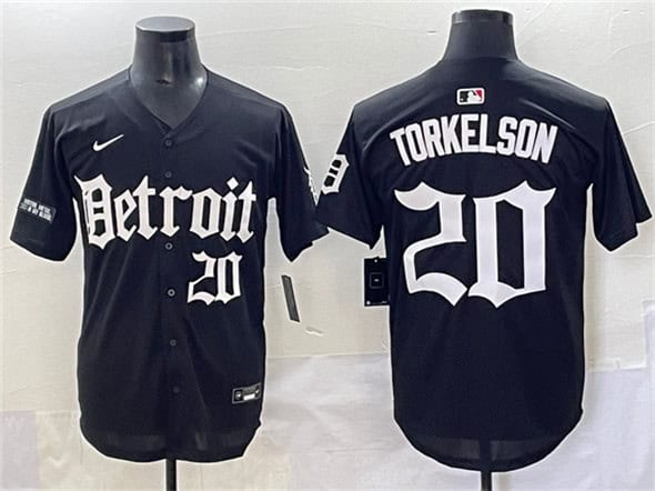 Detroit Tigers #20 Spencer Torkelson Black 'Motor Gothic Edition' Vapor Premier Limited Stitched Jersey