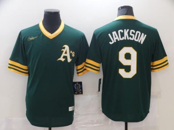 Oakland Athletics #9 Reggie Jackson Stitched Green Jersey