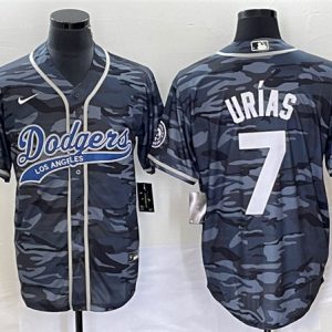 Los Angeles Dodgers #7 Julio Ur¨ªas Gray Camo Cool Base With Patch Stitched Jersey