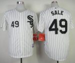 White Sox #49 Chris Sale White With Black Strip Stitched Jersey
