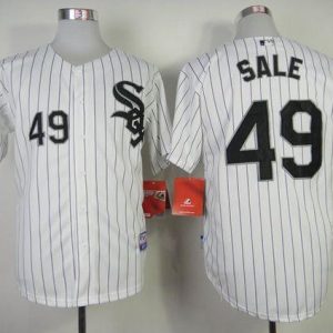 White Sox #49 Chris Sale White With Black Strip Stitched Jersey