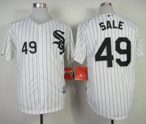 White Sox #49 Chris Sale White With Black Strip Stitched Jersey