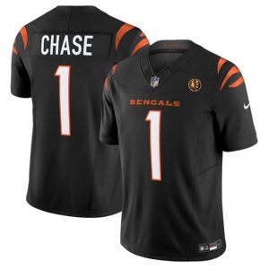 Cincinnati Bengals #1 Ja'Marr Chase Black 2023 F.U.S.E. With John Madden Patch Vapor Limited Stitched Jersey