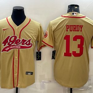 San Francisco 49ers #13 Brock Purdy Gold With Patch Cool Base Stitched Jersey