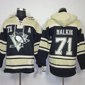 Penguins #71 Evgeni Malkin Black Sawyer Hooded Sweatshirt Stitched Jersey