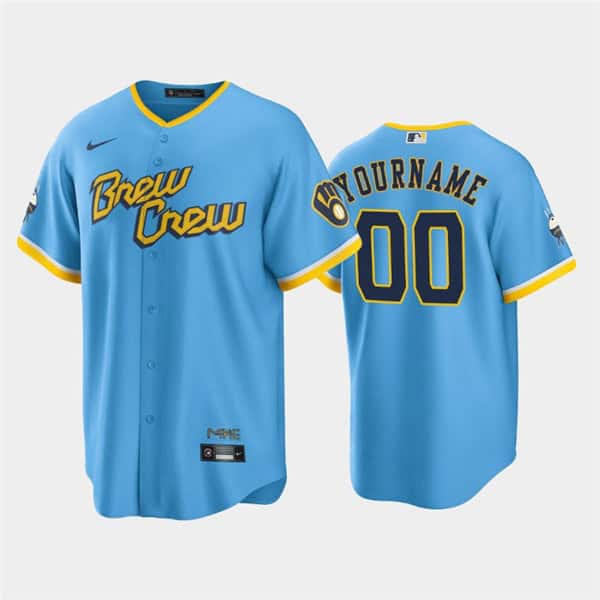 Milwaukee Brewers Active Player Custom 2022 Powder Blue City Connect Cool Base Stitched Jersey