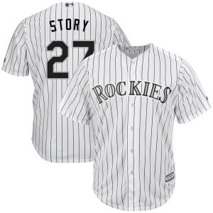 Colorado Rockies #27 Trevor Story White Cool Base Stitched Jersey