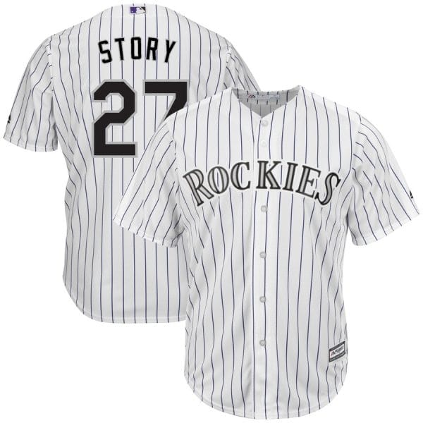Colorado Rockies #27 Trevor Story White Cool Base Stitched Jersey
