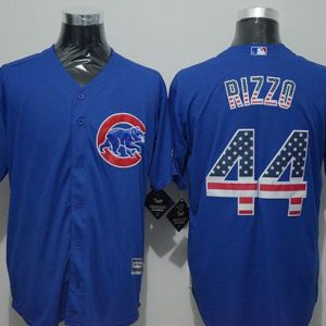 Cubs #44 Anthony Rizzo Blue USA Flag Fashion Stitched Jersey