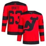 New Jersey Devils #63 Jesper Bratt Red 2023-2024 Stadium Series Stitched Jersey