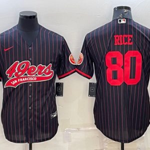 San Francisco 49ers #80 Jerry Rice Black With Patch Cool Base Stitched Baseball Jersey