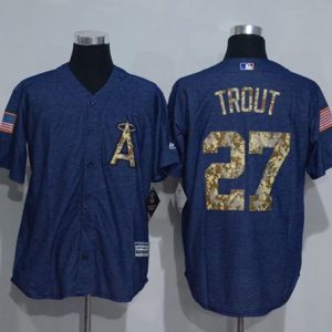 Angels Of Anaheim #27 Mike Trout Denim Blue Salute To Service Stitched Jersey