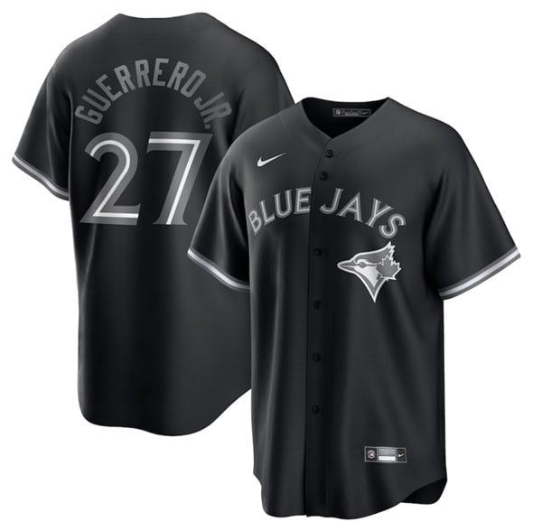 Toronto Blue Jays #27 Vladimir Guerrero Jr. Black Lights Out Limited Stitched Jersey