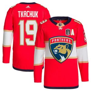 Florida Panthers #19 Matthew Tkachuk Red 2024 Stanley Cup Final Patch Stitched Jersey