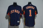 Houston Astros #1 Carlos Correa Majestic Alternate Navy Flex Base Authentic Collection Stitched Jersey