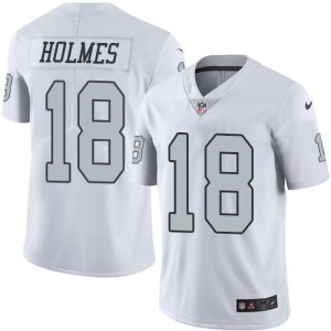 Raiders #18 Andre Holmes White Stitched Limited Rush Nike Jersey