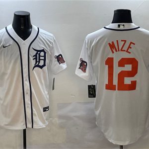 Detroit Tigers #12 Casey Mize White With Patch Cool Base Stitched Jersey