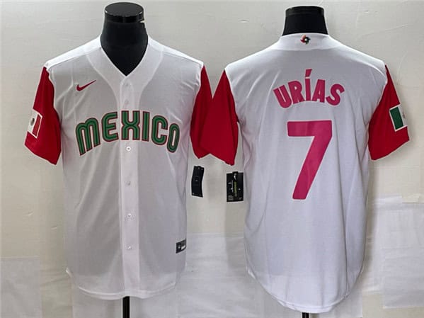 Mexico #7 Julio Ur¨ªas 2023 White Red World With Patch Classic Stitched Jersey