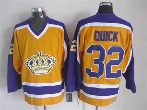 Kings #32 Jonathan Quick Yellow CCM Stitched Jersey