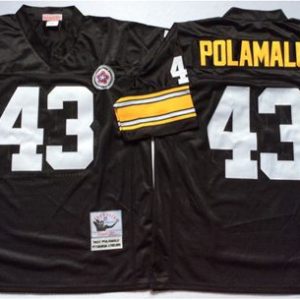 Mitchell And Ness Steelers #43 Troy Polamalu Black Throwback Stitched Jersey