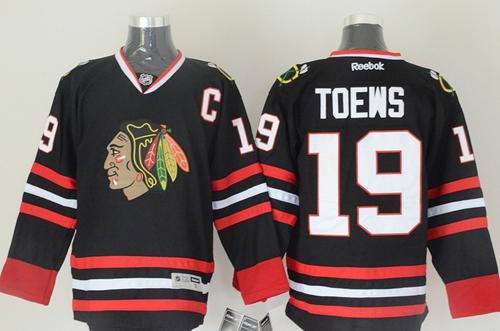 Blackhawks #19 Jonathan Toews Black Stitched Jersey