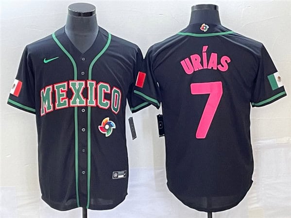 Mexico #7 Julio Ur¨ªas 2023 Black World With Patch Classic Stitched Jersey