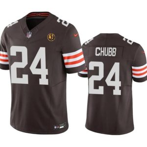 Cleveland Browns #24 Nick Chubb Brown 2023 F.U.S.E. With John Madden Patch Vapor Limited Stitched Jersey